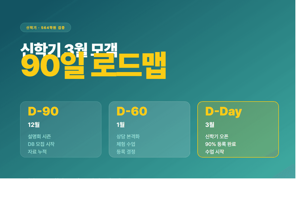 수학학원 신학기 3월 모객 90일 로드맵 — 전국 가맹 학원 검증